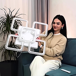 Світлодіодна люстра  Vatan Light 150W до 25 кв.м колір Білий 1127/4+1 WH 3color