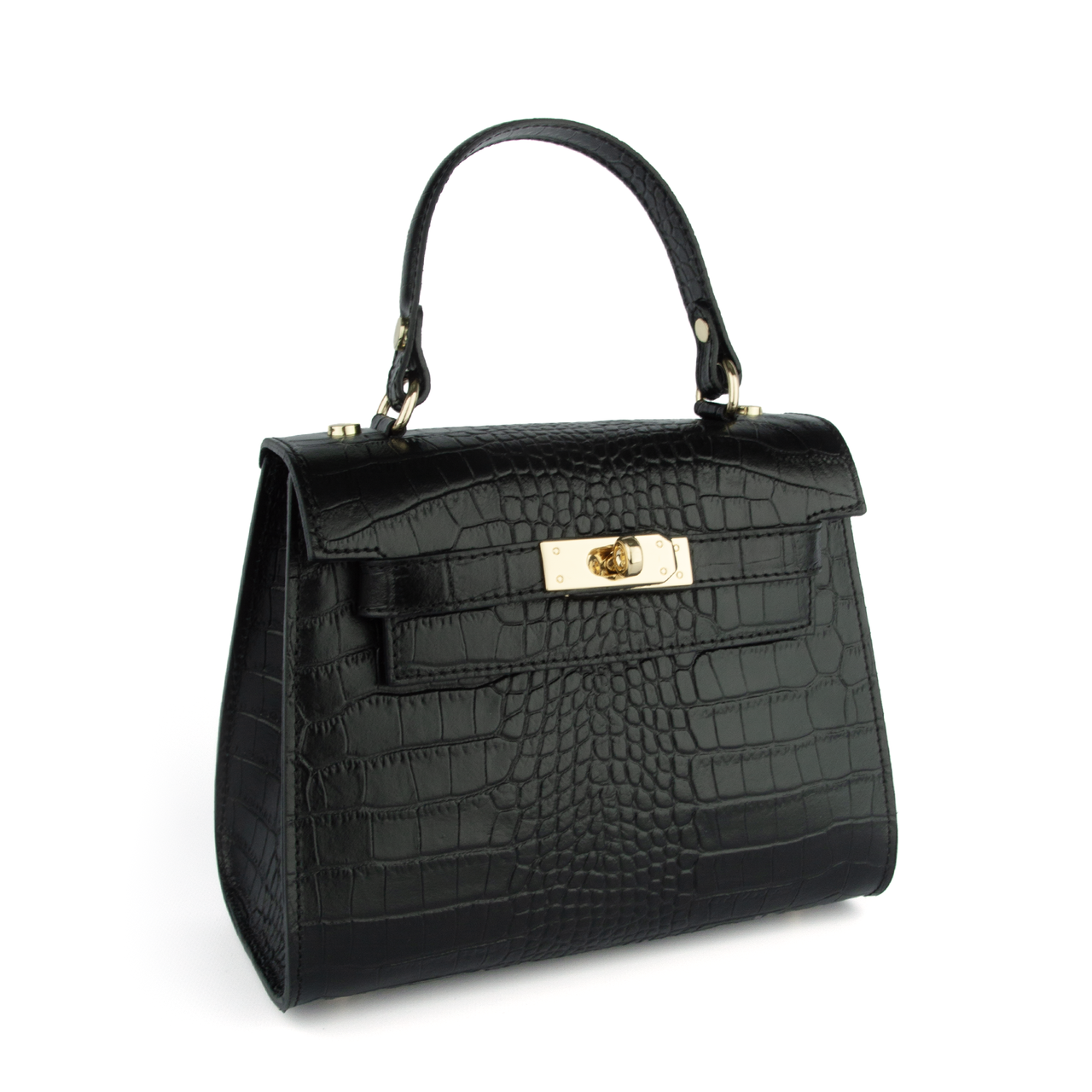 Сумка жіноча шкіряна Virginia Conti 02733_С чорна під рептилію, фото 1