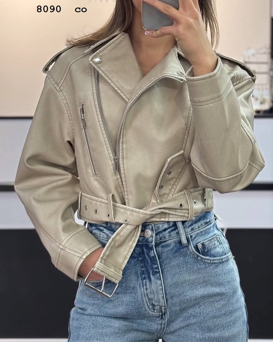 Куртка-косуха скорочена бежевий "vintage” 8090 со, фото 1