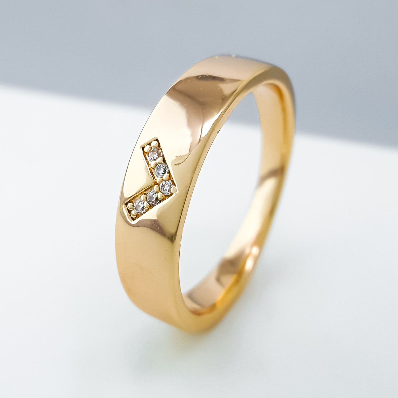 Кільце "Дзеркальна Доріжка" з цирконієм; р.16,5; медичне золото Xuping 18К, фото 1