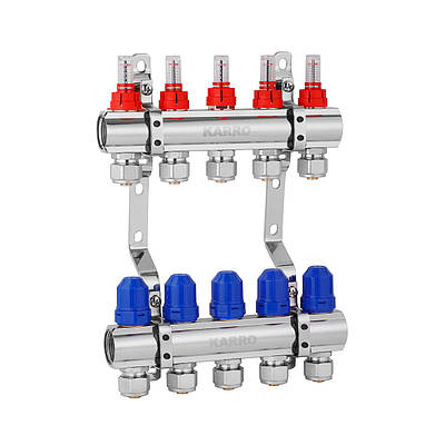 Колектор в зборі Karro на 5 виходів з євроконусами, хромований KR-20160