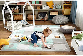 Килимок пазл ігровий розвиваючий складаний Kinderkraft Luno Shapes Mint (30 елементів, 185х165см)