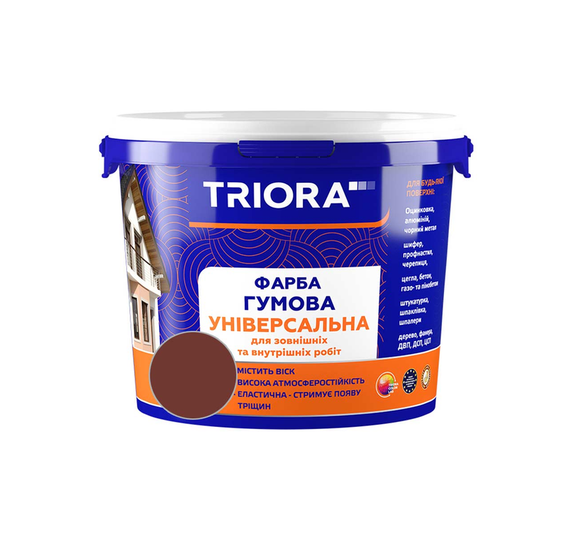 Фарба гумова універсальна 3,5 кг ТМ TRIORA 40 RAL 3009 червоно-коричнева