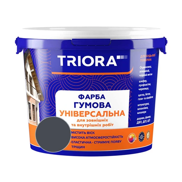 Фарба гумова універсальна 1,2 кг ТМ TRIORA 788 RAL 7024 графіт