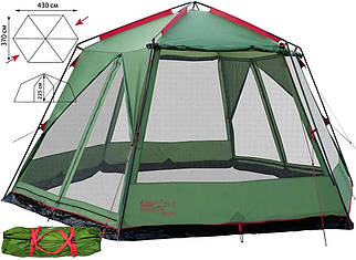 Шатро Tramp Lite Mosquito Green | Просторий кемпінговий тент для відпочинку на природі, надійний захист від сонця та дощу