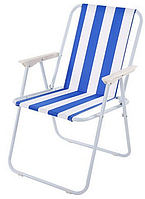 💙Туристичний складний стілець для кемпінгу, рибалки з підлокітниками та спинкою STD-03 76х50х51 см Біло-синій