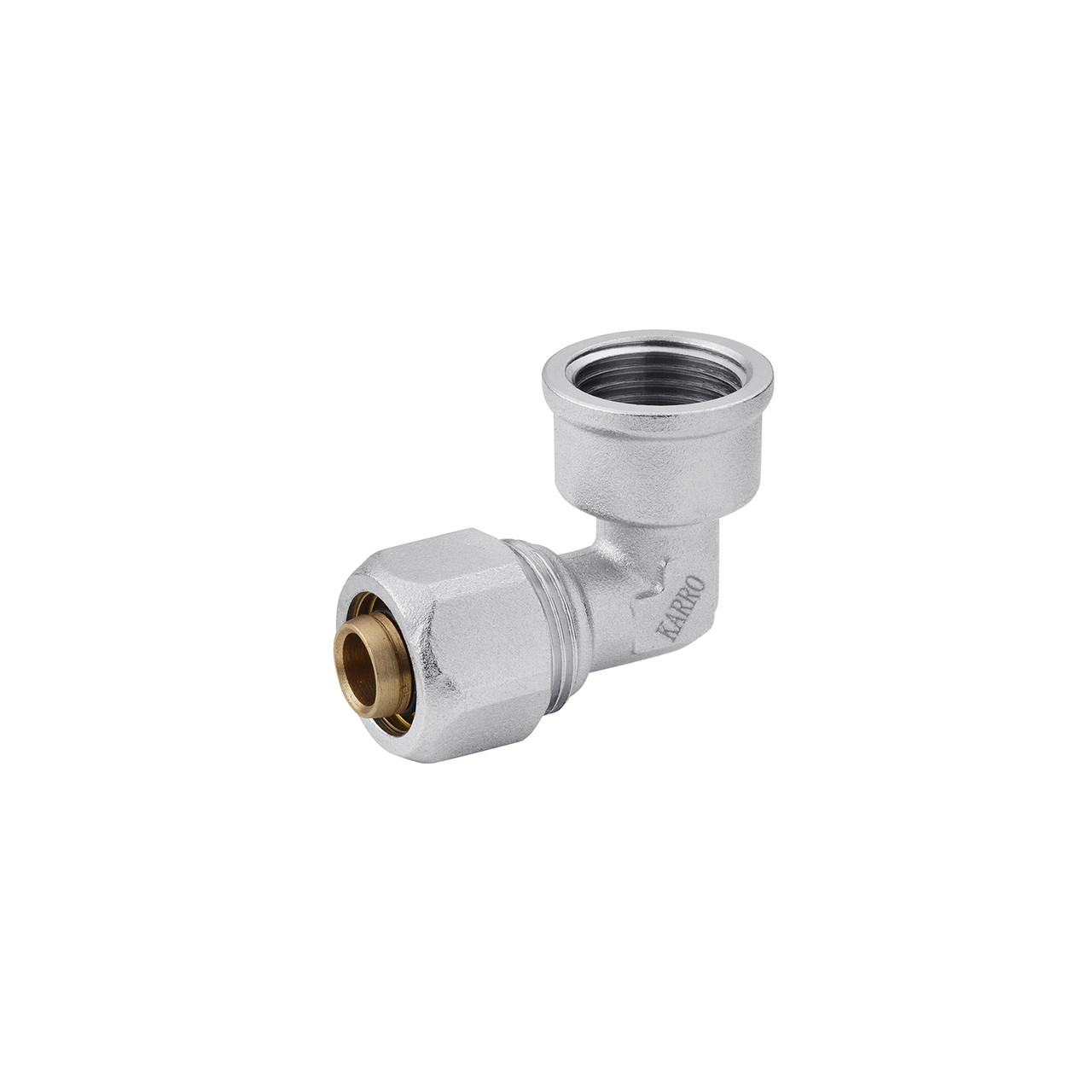 Коліно металопластикове Karro 16х1/2" РВ нікельоване KR-0620, фото 1