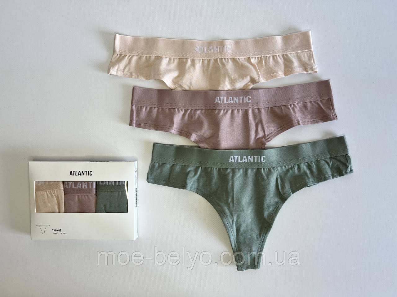 Жіночі трусики atlantic thongs 3CLP-013 набір 3 шт.