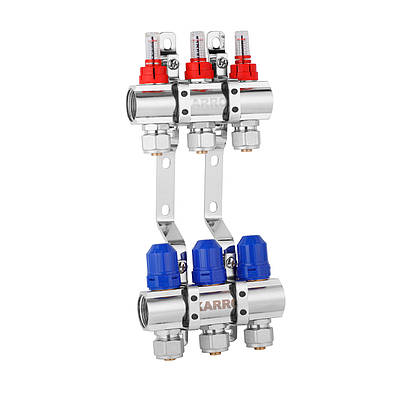 Колектор в зборі Karro на 3 виходи з євроконусами, хромований KR-20160