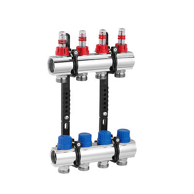 Колектор в зборі STA на 4 виходи 1"х3/4" без євроконусів, нікельований
