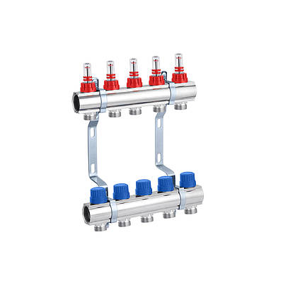 Колектор в зборі STA на 5 виходів 1"х3/4" без євроконусів, нікельований