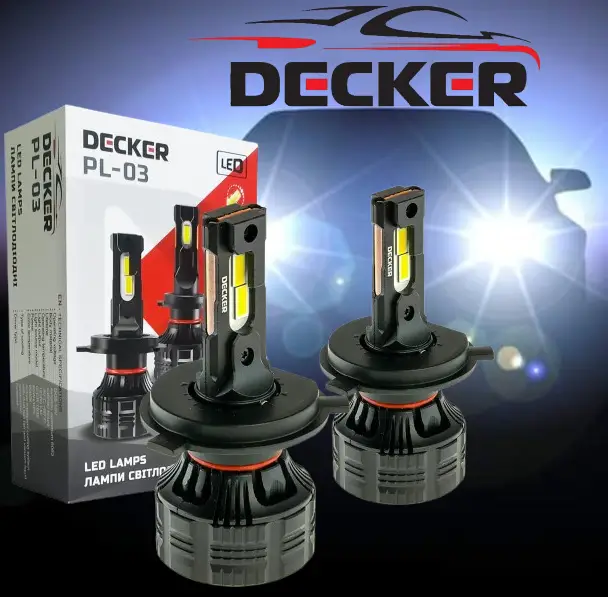 Світлодіодні лампи DECKER LED H4 12 V-24 V Type PL-03 65 W 5000 K 1200 L радіатор із вентилятором+обманка