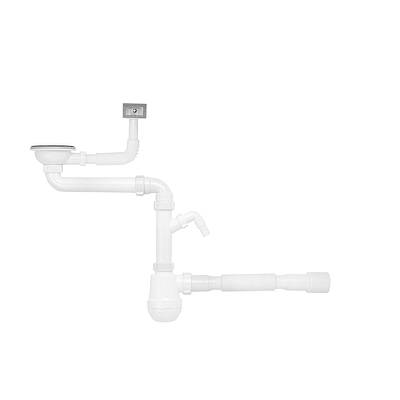 Сифон для кухонної мийки Kroner KRP - KS02S-1 3 1/2"х40/50 мм з відводом для пральної машини, з квадратним