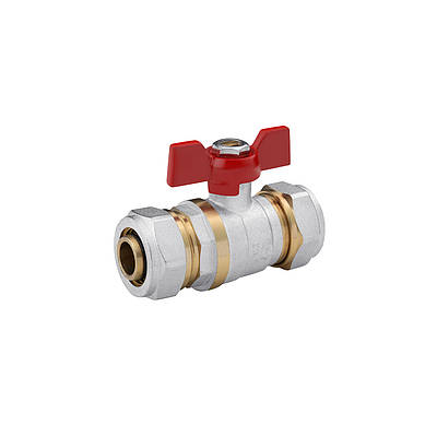 Кран кульовий металопластиковий Karro 20х20 метелик, нікельований