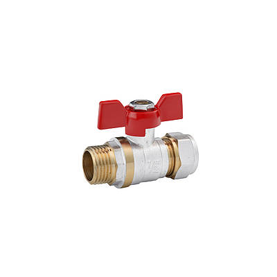 Кран кульовий металопластиковий Karro 16х1/2" РЗ метелик, нікельований