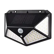 Ліхтар-прожектор на сонячній батареї з датчиком руху, 100 LED, настінний, чорний, фото 4