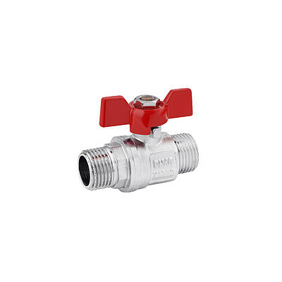 Кран кульовий Karro "Standart+" 1/2" ЗЗ PN40 метелик, нікельований