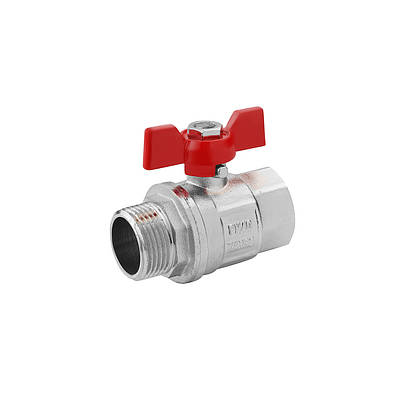 Кран кульовий Karro "Standart+" 3/4" ВЗ PN40 метелик, нікельований