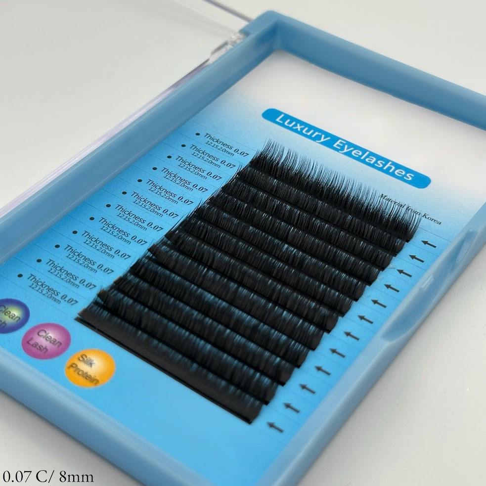 Вії на стрічці (С 0.07, 8 мм.) для нарощування чорні, 12 ліній, фото 1