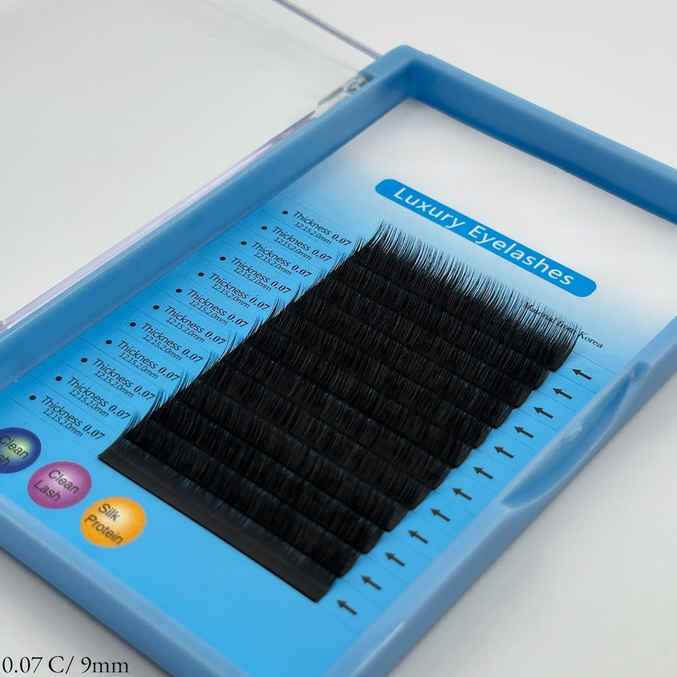 Вії на стрічці (С 0.07, 9 мм.) для нарощування чорні, 12 ліній, фото 1