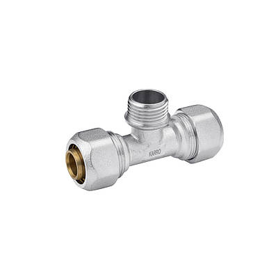 Трійник металопластиковий Karro 20х1/2"х20 РЗ нікельований KR-0711