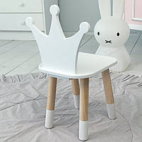 Дитячий дерев'яний стільчик 26.5х26х25см, стілець принцеса для дівчинки, білий, фото 2