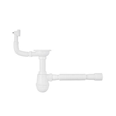 Сифон для кухонної мийки Agua KS02 3 1/2"х40/50 мм з різьбовим випуском, з квадратним переливом