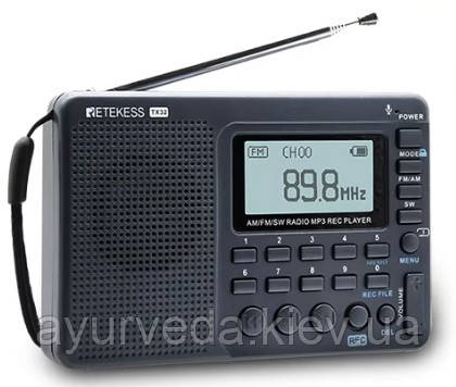 RETEKESS V115 акумуляторний, радіо FM AM SW, відтворення/записування з карти пам'яті, підсилювач, два динаміки