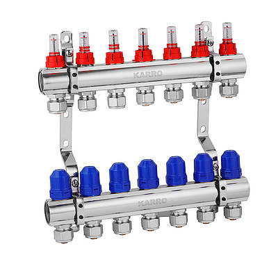Колектор в зборі Karro на 7 виходів з євроконусами, хромований KR-20160