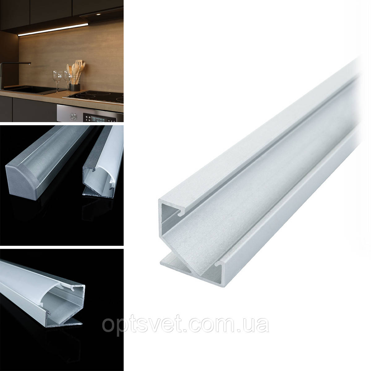 Профіль алюмінієвий LED DX кутовий ЛПУ17 17х17анодований (палиця 2 м), м