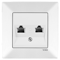 Розетка 2 TF телефонна Meridian VIKO білий, подвійна, врізна Віко вбудована 90970033-WH