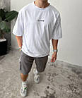 Чоловіча футболка оверсайз біла з принтом на спині бавовняна повсякденна на літо, фото 3