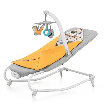 Центр гойдалки-шезлонг Kinderkraft Felio 2 Forest Yellow (заспокійливі мелодії, вібрація, 3 іграшки)