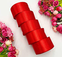 Стрічка атласна 4 см (бабина). Колір - червоний