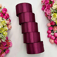 Стрічка атласна 4 см (бабина). Колір - марсала