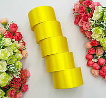 Стрічка атласна 4 см (бабина). Колір - жовтий