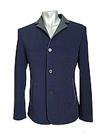 Куртка піджак чоловічий зі шкіряними вставками Voronin А1014 синій 50