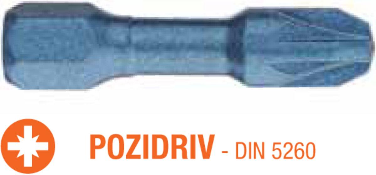 Насадка викруткова ударна USH Blue Shock : Pozidriv PZ2 x 30 мм Torsion, Уп. 10 шт.