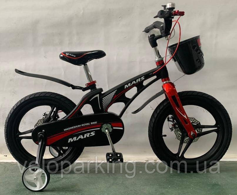 Детский магниевый 14 MARS велосипед облегченный черно-красный на литых дисках