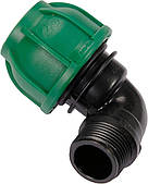 Коліно 90° до водяних пластикових труб з зовн. різьбою 25 мм- 3/4" FLO поліпропіл., для тиску 1 MPa