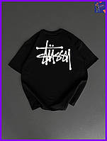 Футболка Stussy, унисекс футболка Стусси, качественная футболка Stussy черная