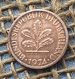 1 пфенiг 1974 року. (G) Нiмеччина - ФРН, фото 3