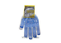 Рукавиці трикотажні VIROK білі з ПВХ крапкою (5 ниток; 100%- поліестер), розм. 10