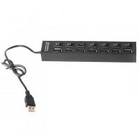 USB 2.0 HUB (концентратор) 7 портів з незалежнив відключенням та зовнішнім блоком живлення чорний
