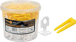 Кліпси і клини для викладання керамічної плитки VOREL : 1 мм, t≤ 14 мм. 300 + 100 шт. [1/108]