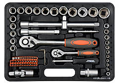 Набір головок торцевих, насадок STHOR : квадрат 1/2", 1/4" з інструментами [72 Од.] [4/96]