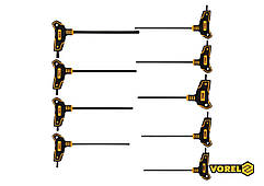 Набір ключів TORX VOREL : тип "Т", Т10-T50, L= 100-200 мм, Cr-V 6150, 9 шт [12/24]