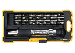 Викрутка VOREL зі змінними прецизійними викрутковими насадками в футлярі, 29 елем. [12/48]