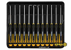 Набір викруток і гачків прецизійних VOREL : L= 165 мм, SL, PH, TORX, Cr-V, 12 шт [10/40]
