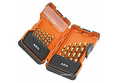 Набір свердл по металу AEG Power: Ø= 2-10 мм, HSS-G TIN DIN338, 19 шт, в футлярі